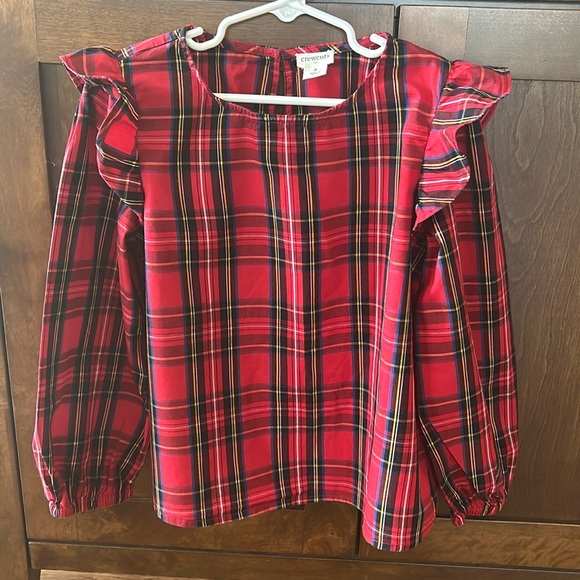 Crewcuts holiday red plaid blouse size 8 - Picture 1 of 5